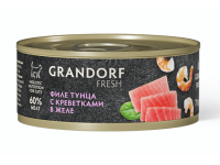 Grandorf Fresh, филе тунца с креветками в желе, влажный корм д/кошек 