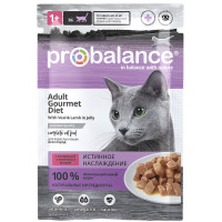 ProBalance,Gourmet Diet, влажный корм д/кошек телятина/ягнёнок 28шт 