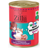 Zillii, влажный корм д/собак (говядина/сердце/печень)