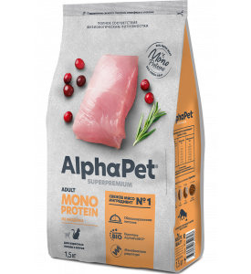 AlphaPet Monoprotein, корм д/кошек взрослых (индейка)