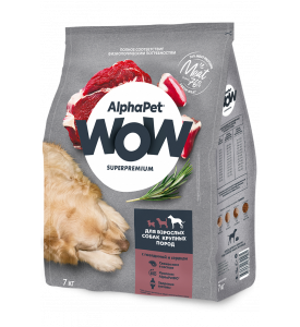 AlphaPet WOW, корм д/собак крупных пород (говядина/сердце)