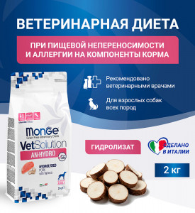 Monge VetSolution Dog An-Hydro, корм д/собак при пищевой непереносимости
