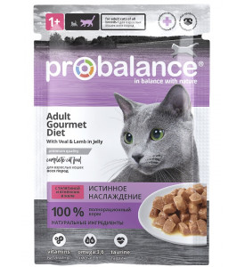 ProBalance,Gourmet Diet, влажный корм д/кошек телятина/ягнёнок 28шт 