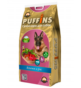 Puffins, корм д/собак всех пород (ягненок и рис)