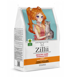 Zillii, HEALTHY CARE Light,  корм д/кошек  с лишним весом (индейка/ягнёнок)