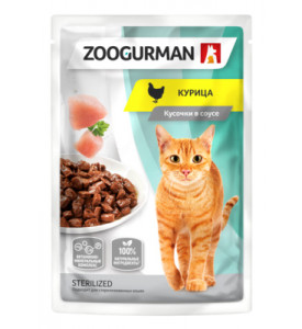 Зоогурман, Sterilized, влажный корм д/кошек (курица в соусе)